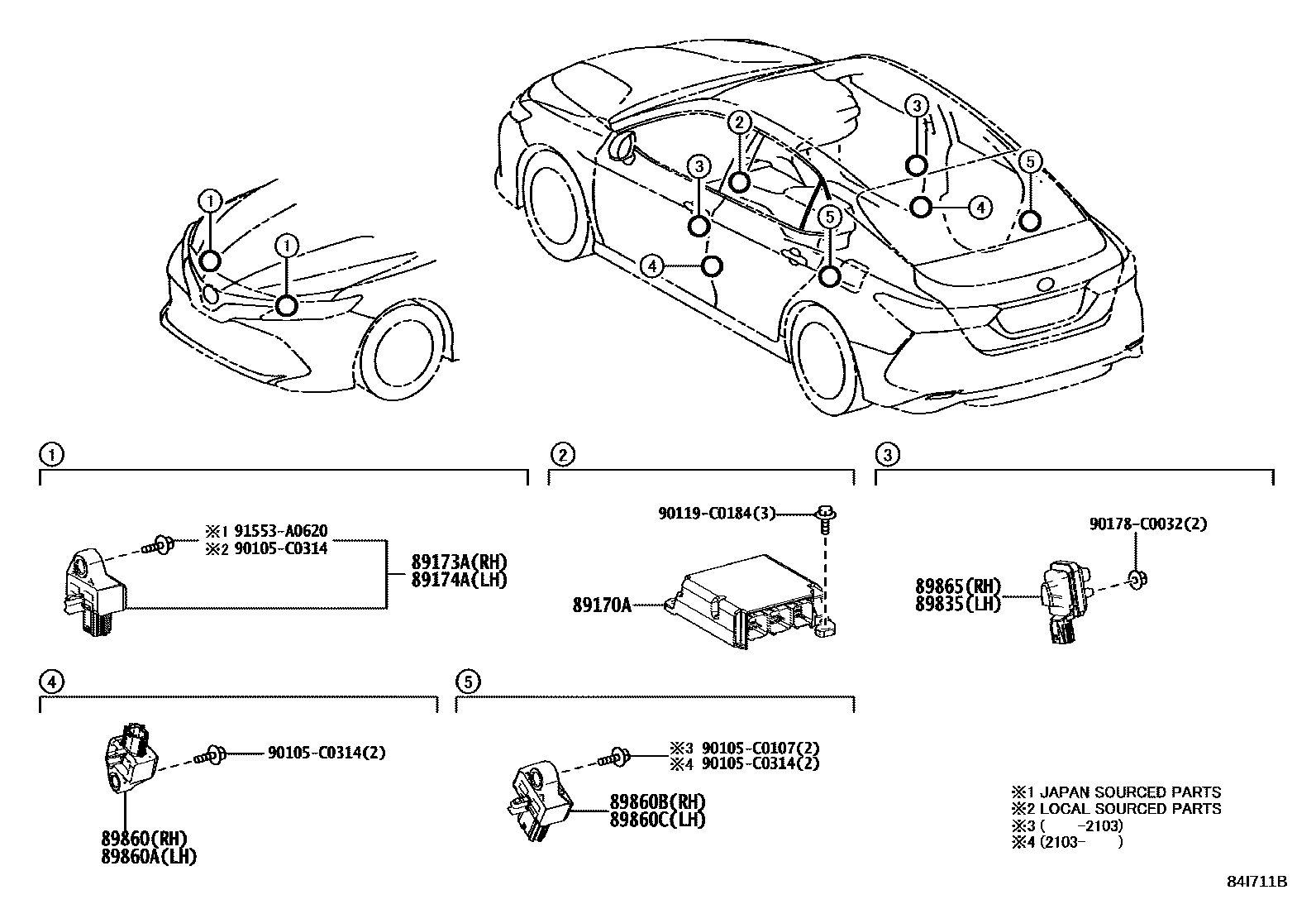 Toyota CAMRY 空气囊 EPC diagram — 84I711B