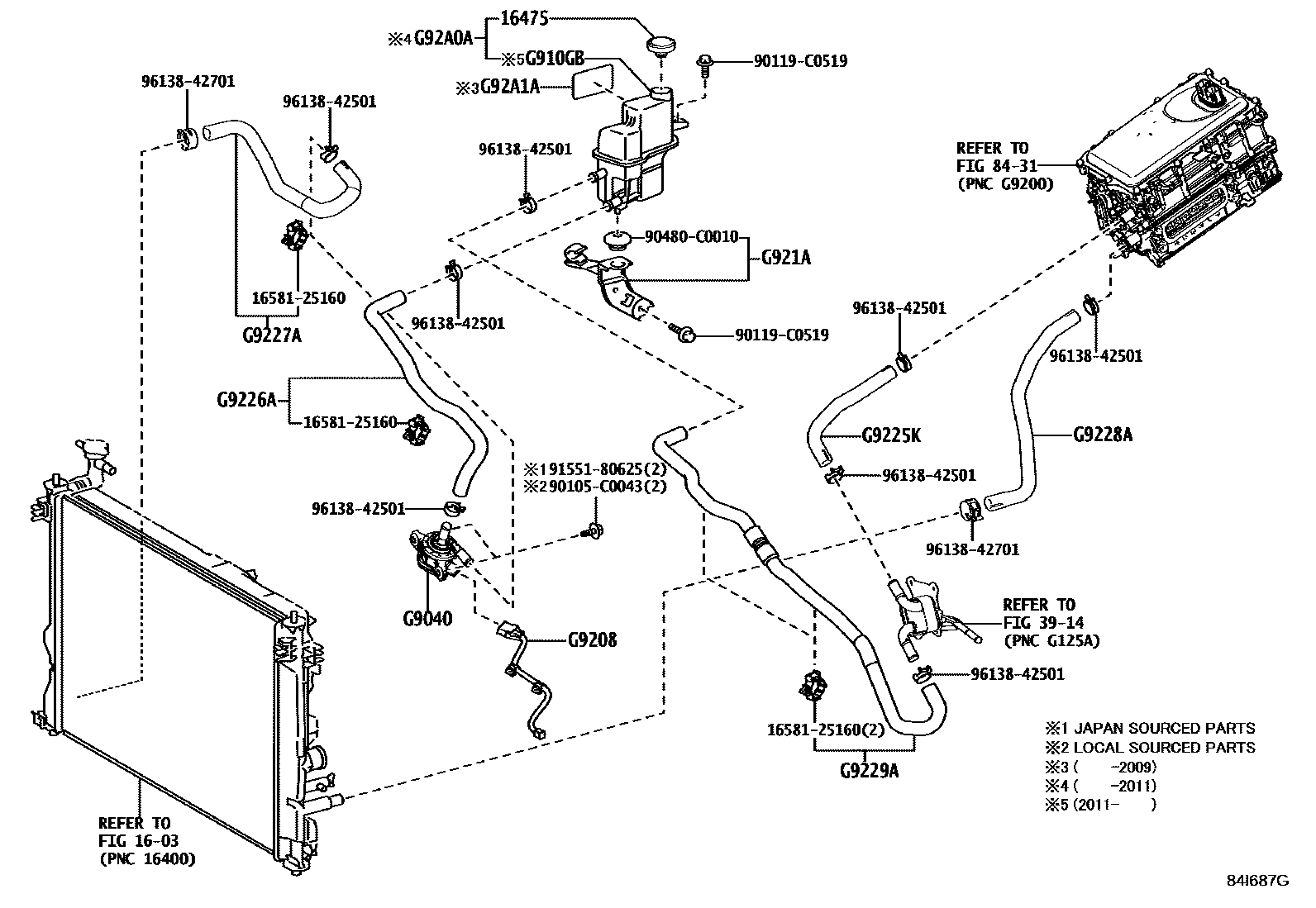Toyota CAMRY 逆变器冷却系统 EPC diagram — 84I687G