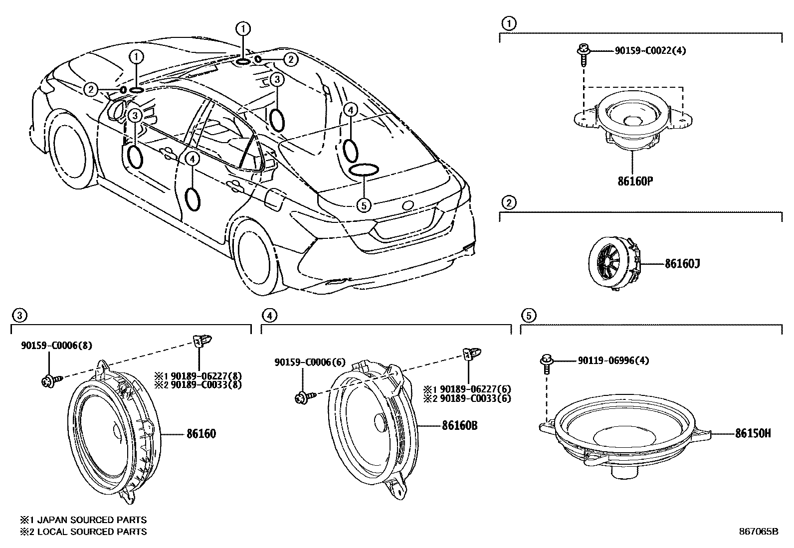 Toyota CAMRY 扬声器 EPC diagram — 867065B