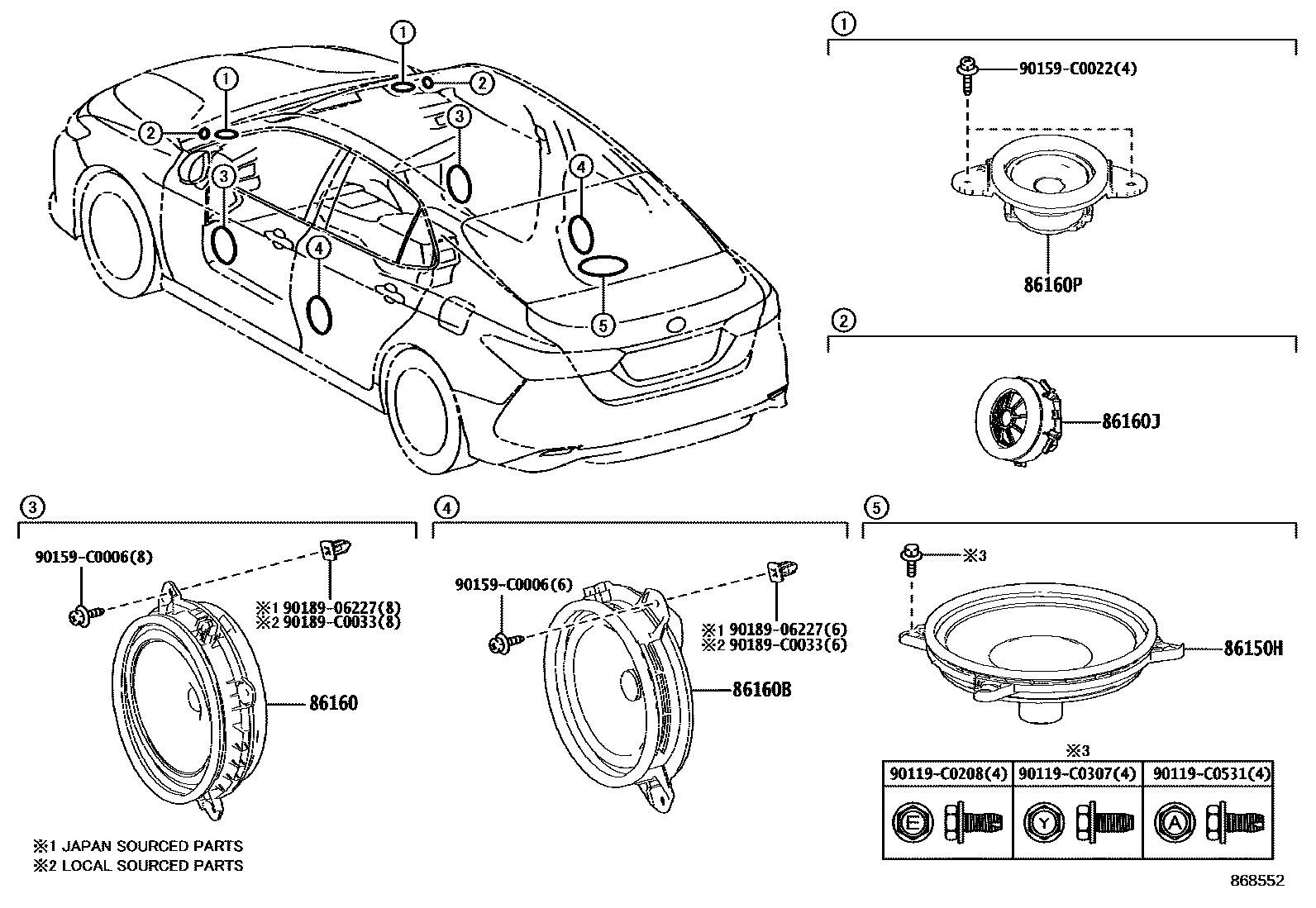 Toyota CAMRY 扬声器 EPC diagram — 868552