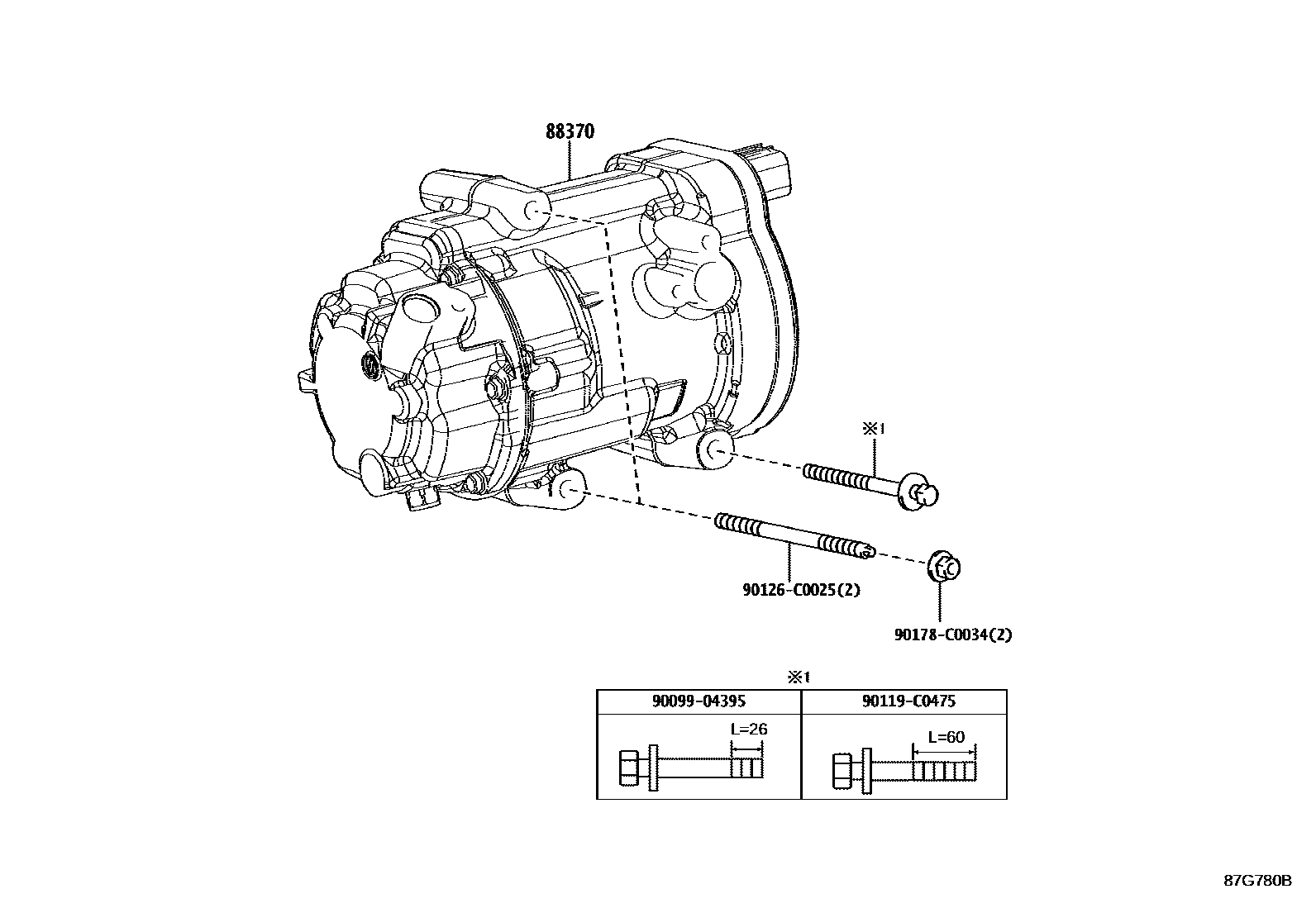 Toyota CAMRY Heating & Air Conditioning - Compressor EPC diagram — 87G780B
