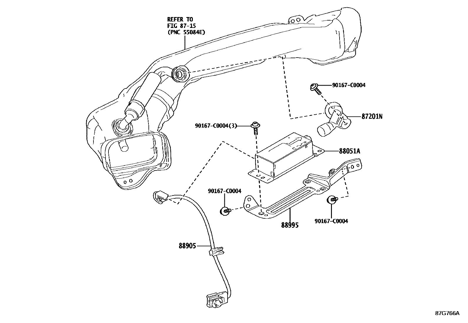 Toyota CAMRY 空气净化器或离子发生器 EPC diagram — 87G766A
