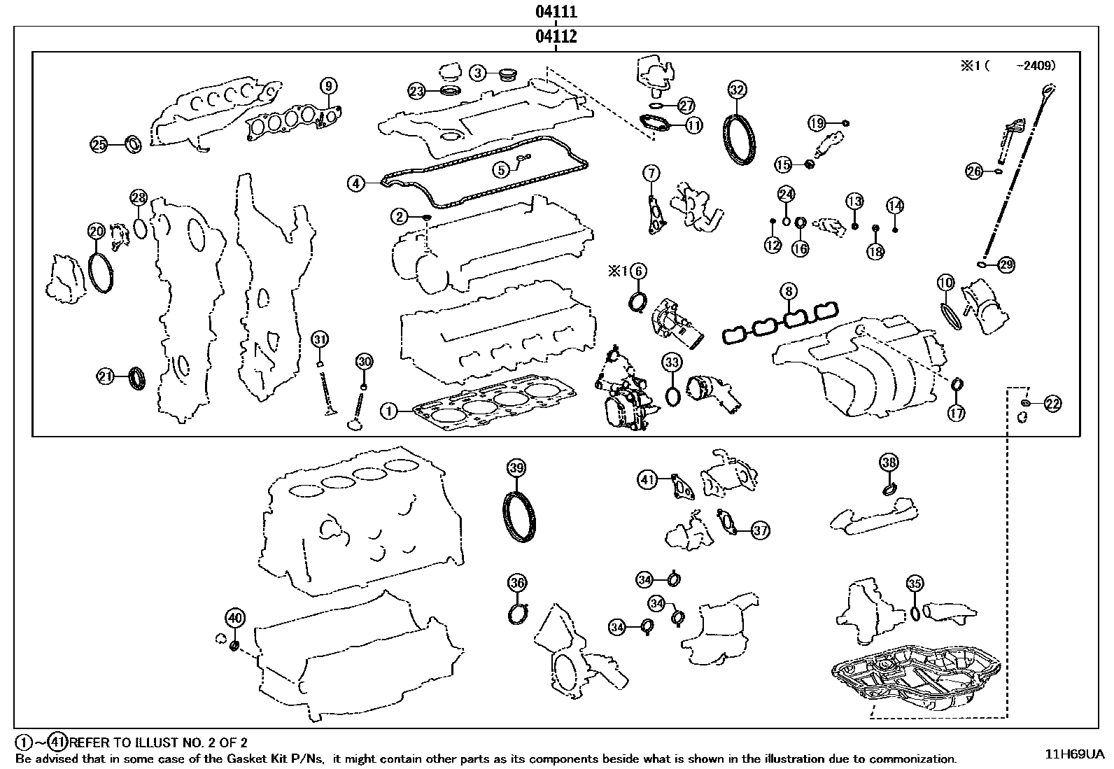 Toyota CAMRY Engine Overhaul Gasket Kit EPC diagram — 11H69UA