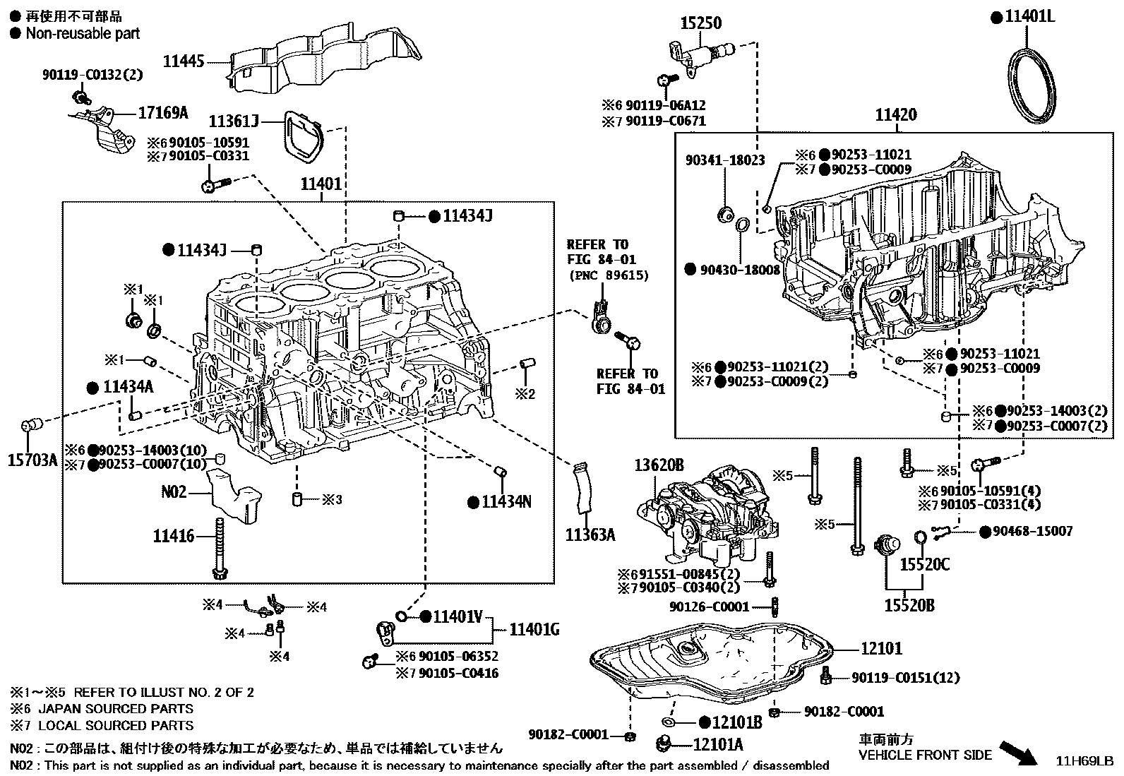 Toyota CAMRY Cylinder Block EPC diagram — 11H69LB