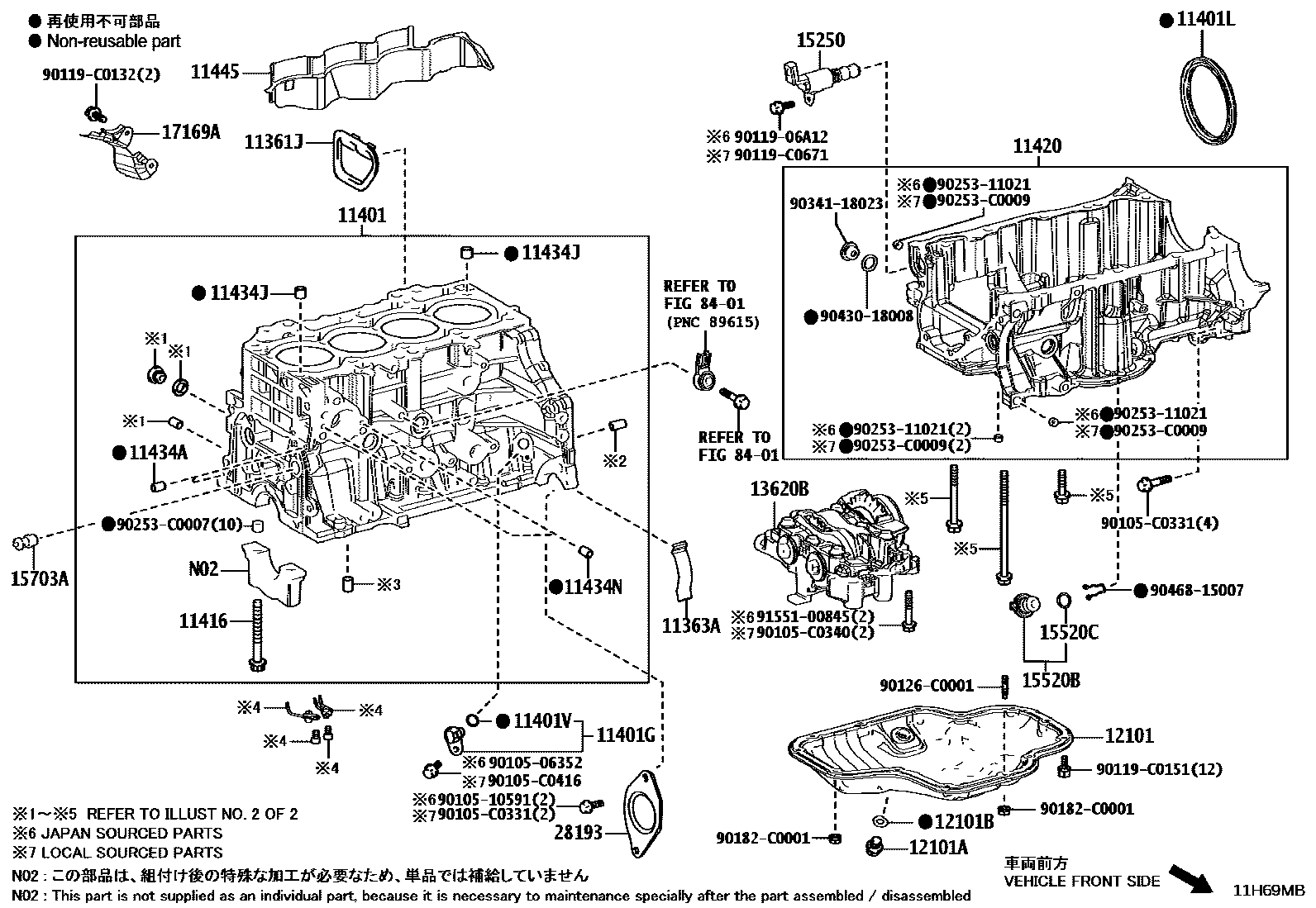 Toyota CAMRY Cylinder Block EPC diagram — 11H69MB