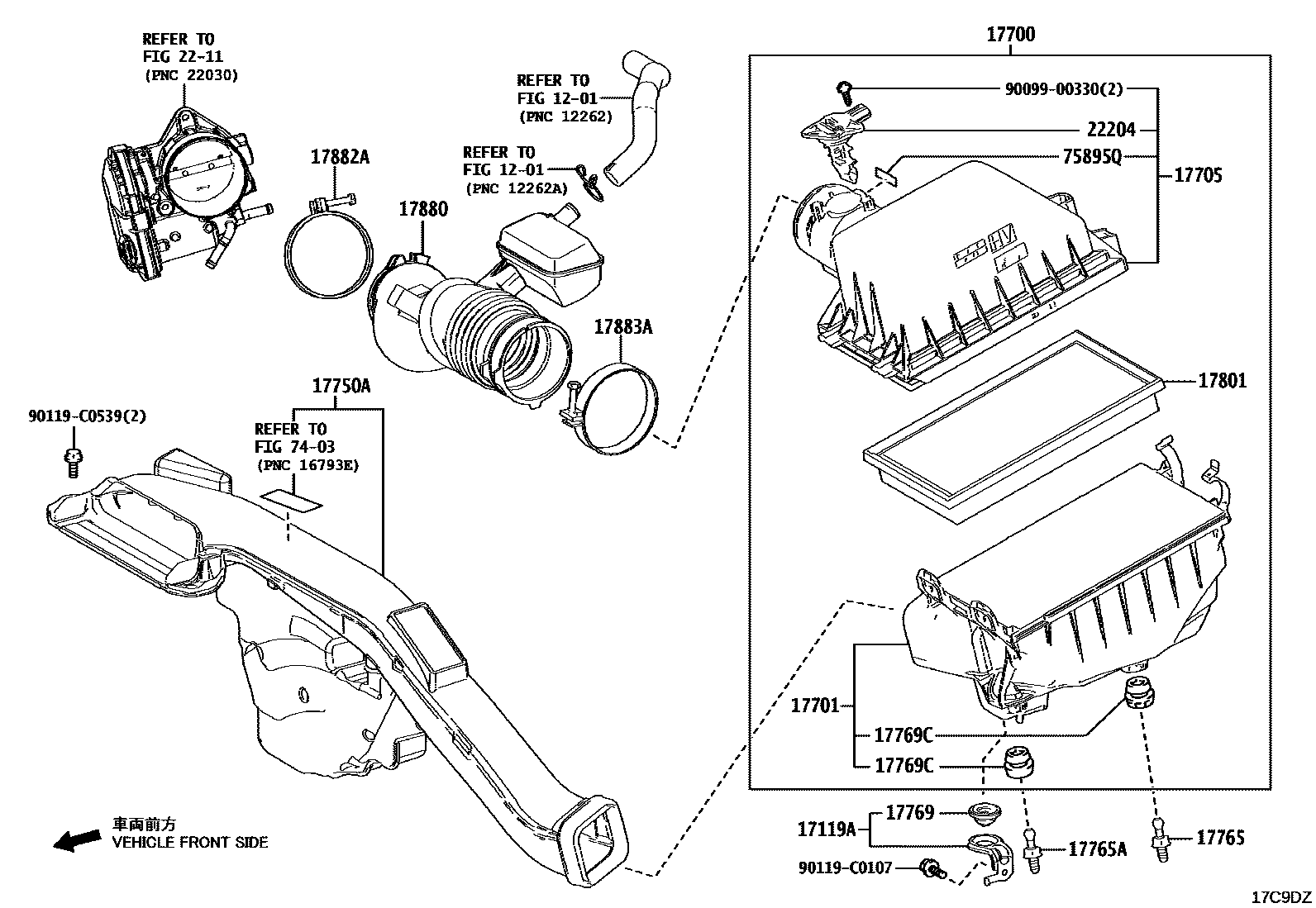 Toyota CAMRY Air Cleaner EPC diagram — 17C9DZ