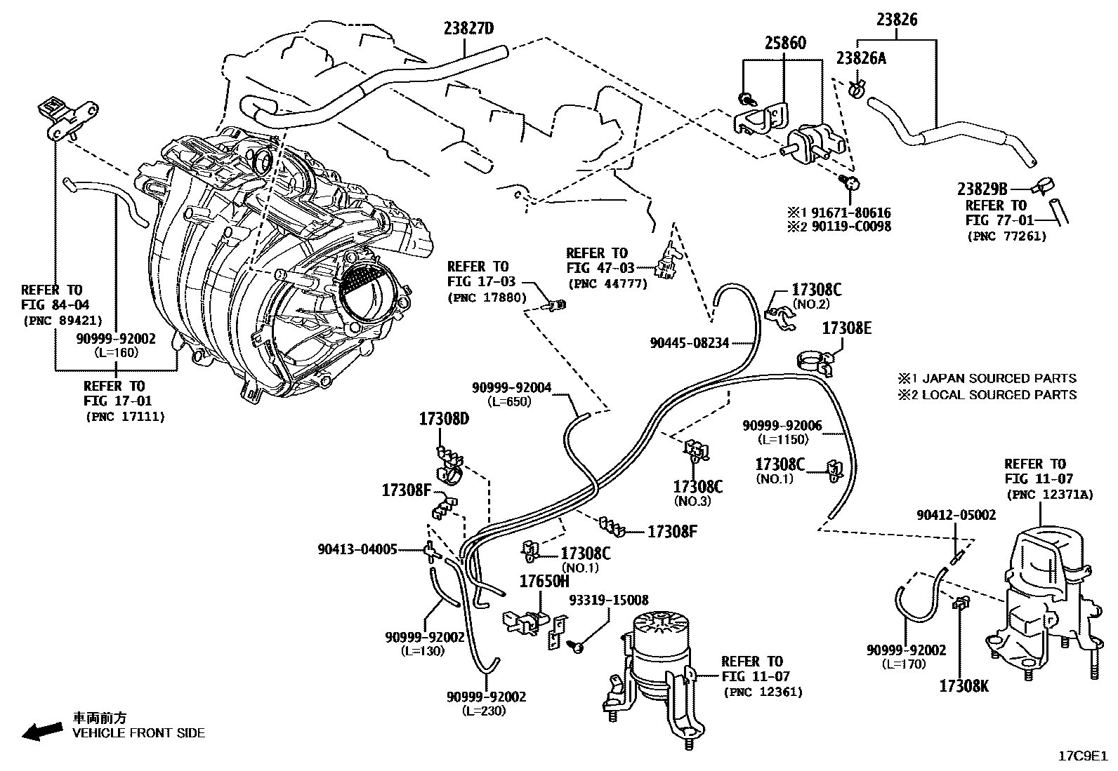 Toyota CAMRY vacuum tube EPC diagram — 17C9E1