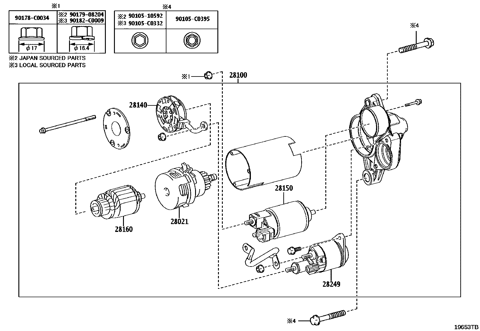 Toyota CAMRY 起动机 EPC diagram — 19653TB