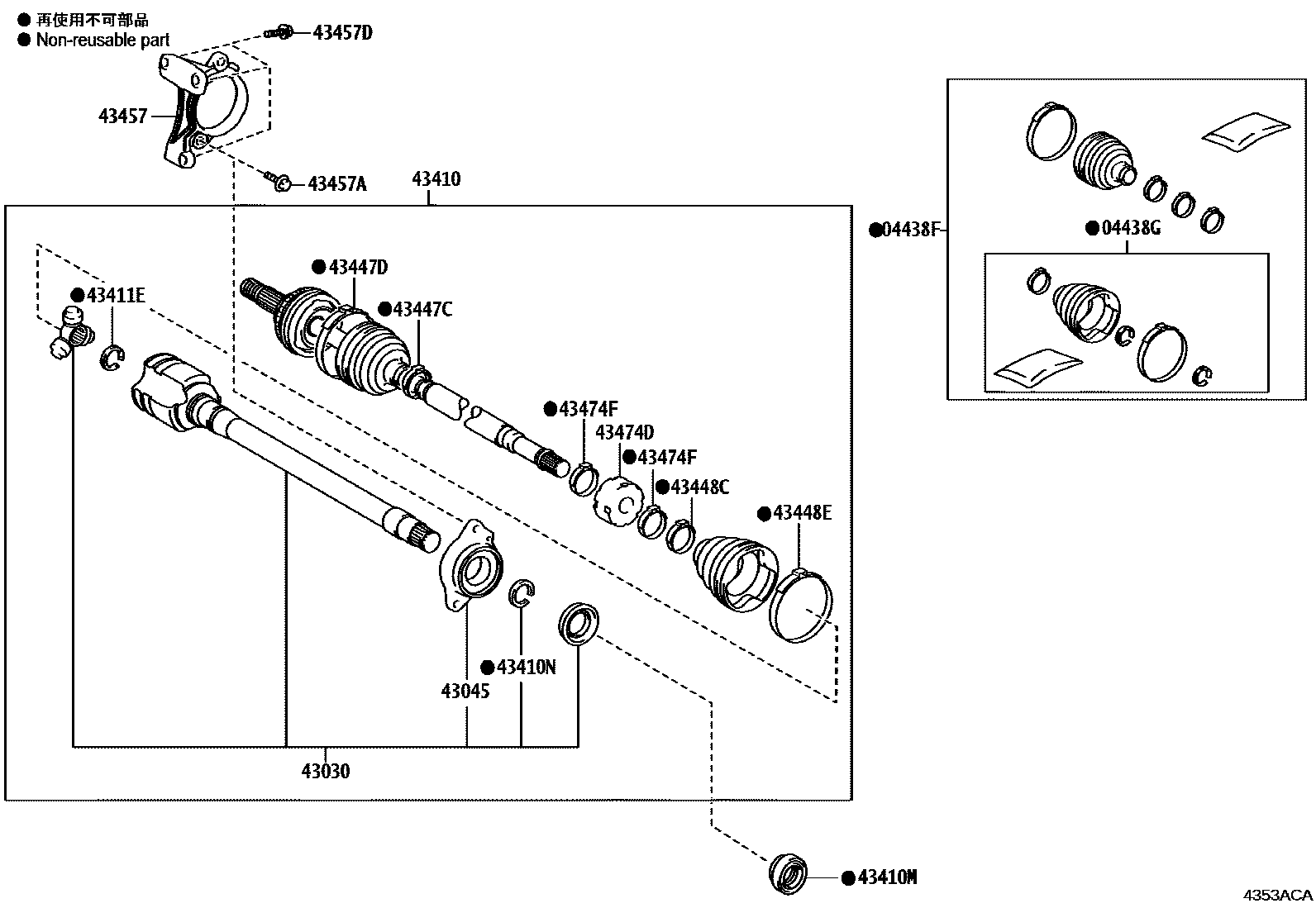 Toyota CAMRY Front Drive Shaft EPC diagram — 4353ACA