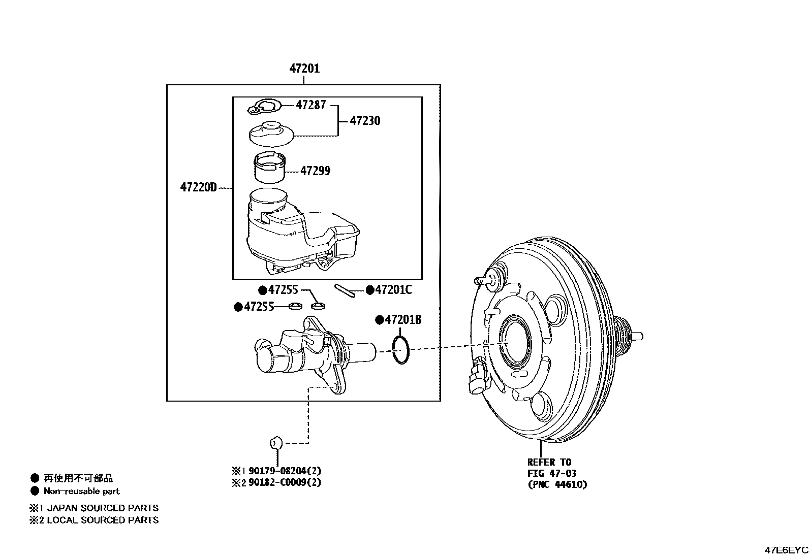 Toyota CAMRY 制动总泵 EPC diagram — 47E6EYC