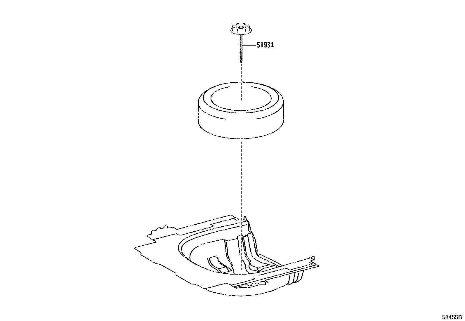 Toyota CAMRY Spare tire rack EPC diagram — 51455B