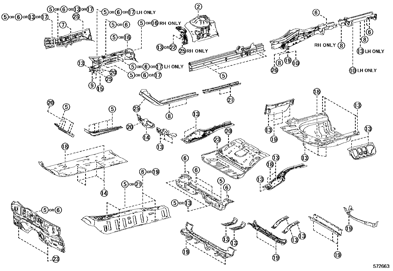 Toyota CAMRY hole plug EPC diagram — 572663