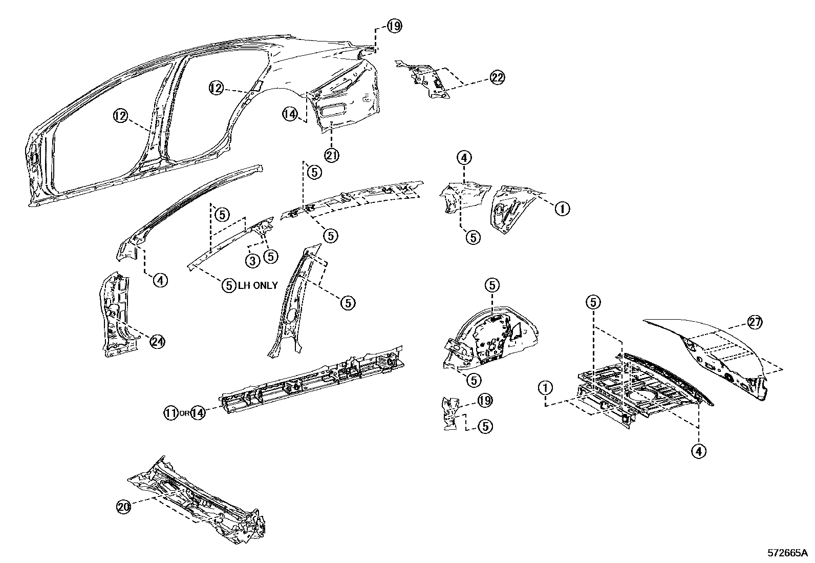 Toyota CAMRY hole plug EPC diagram — 572665A