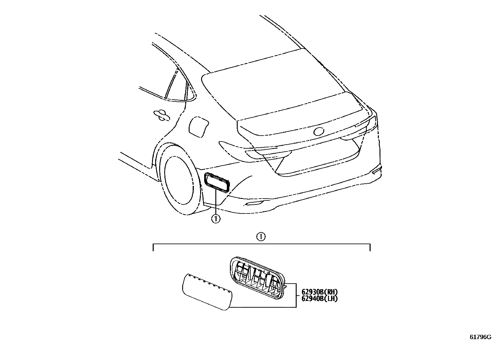 Toyota CAMRY 车侧通风装置 EPC diagram — 61796G