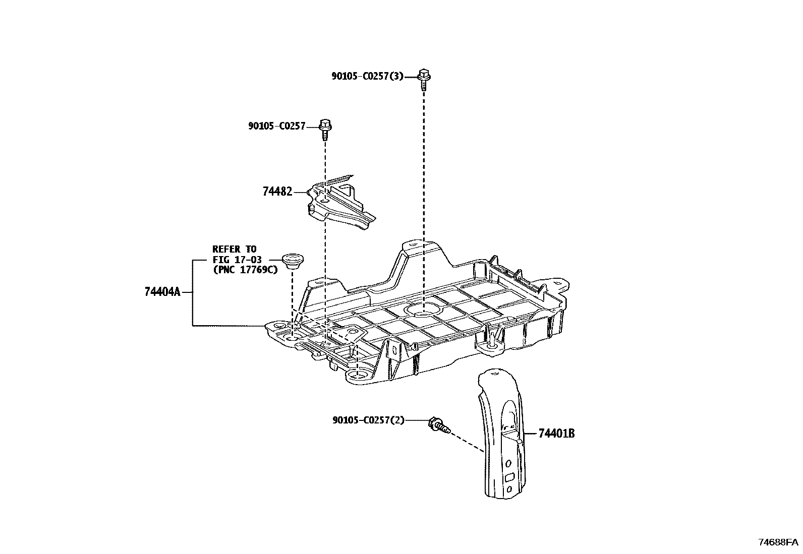 Toyota CAMRY battery holder EPC diagram — 74688FA