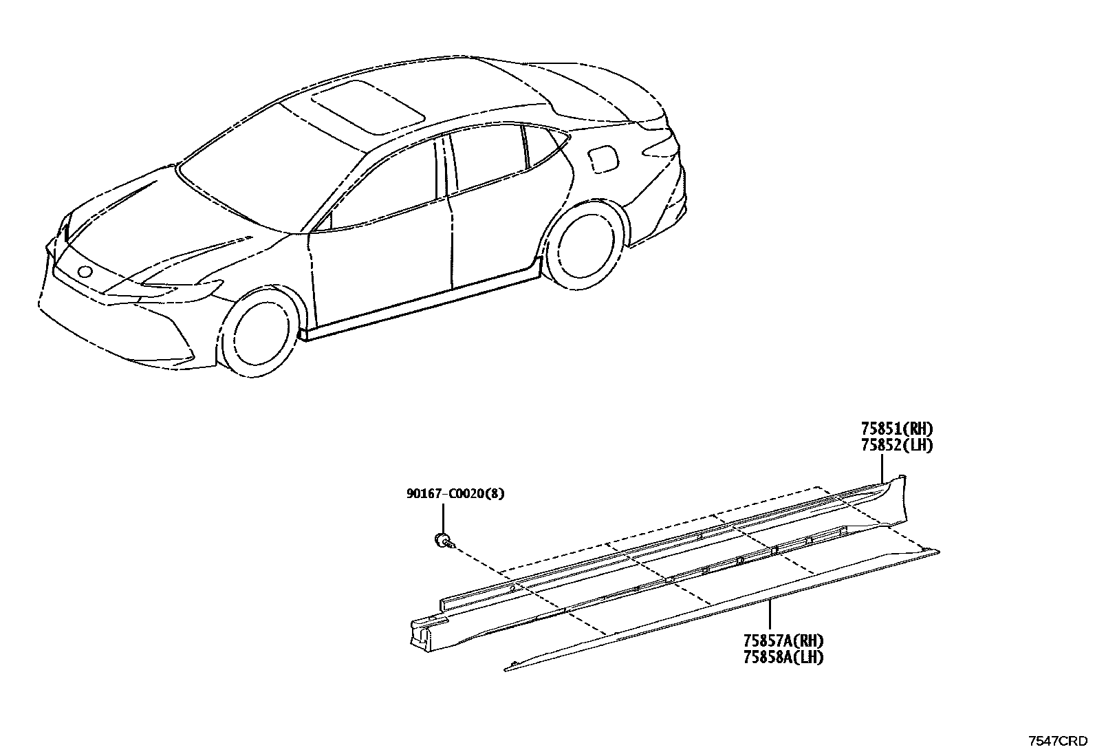 Toyota CAMRY 侧防护条 EPC diagram — 7547CRD