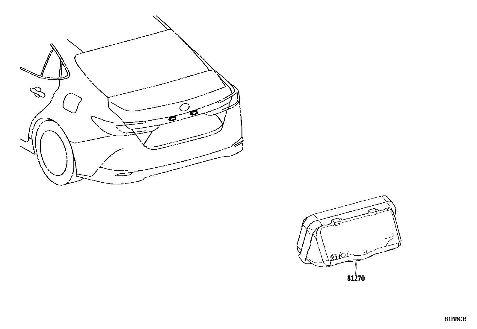 Toyota CAMRY 后牌照灯 EPC diagram — 81B8CB