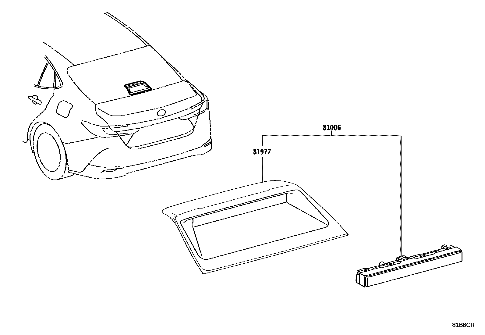Toyota CAMRY 高位刹车灯 EPC diagram — 81B8CR
