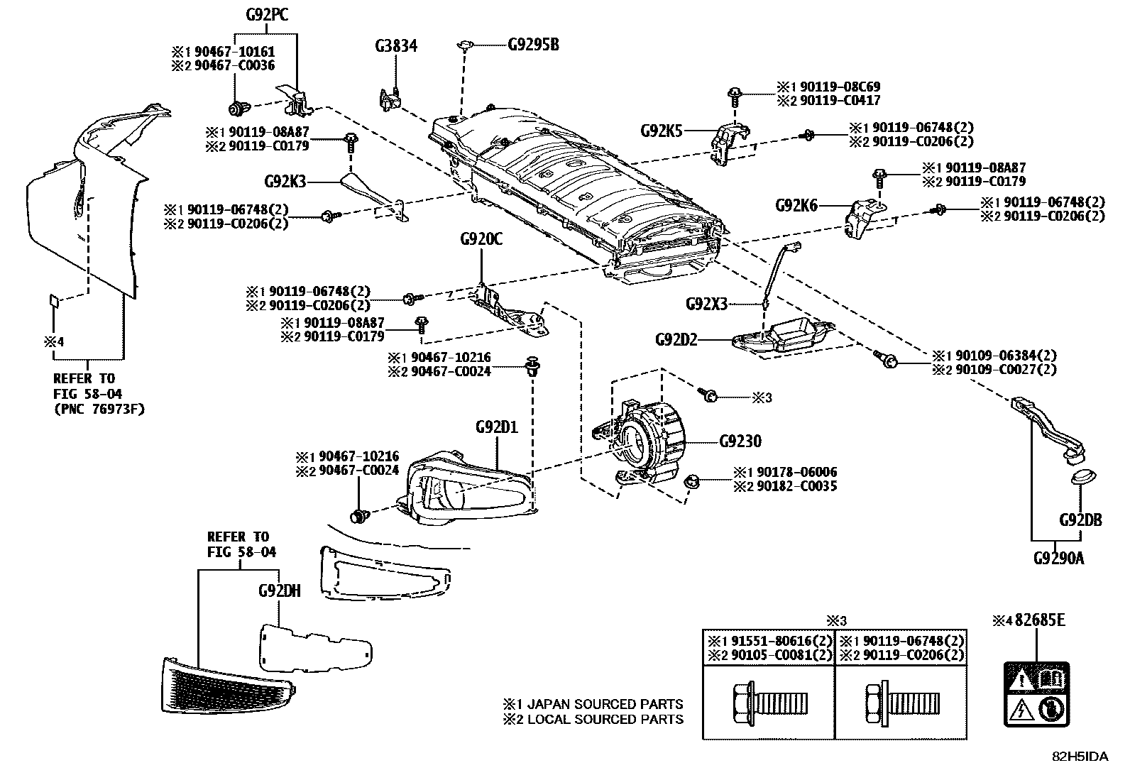 Toyota CAMRY 蓄电池和蓄电池电缆 EPC diagram — 82H5IDA
