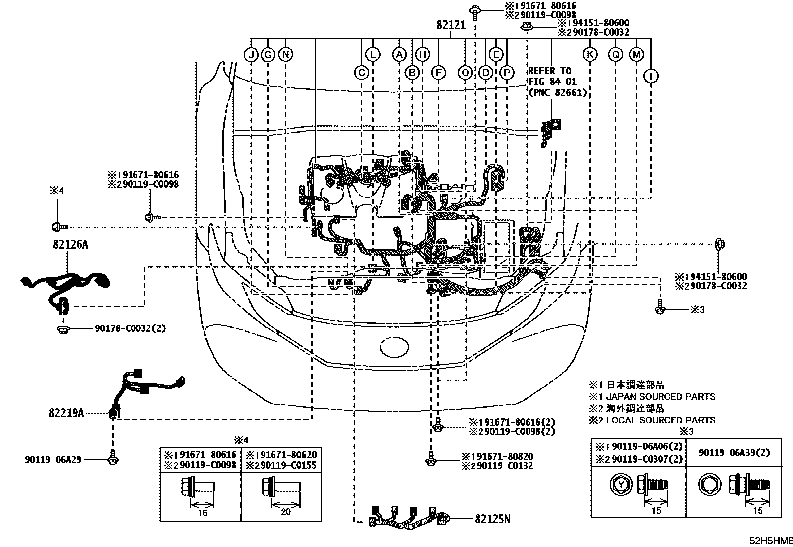 Toyota CAMRY 线束和卡夹 EPC diagram — 82H5HMB