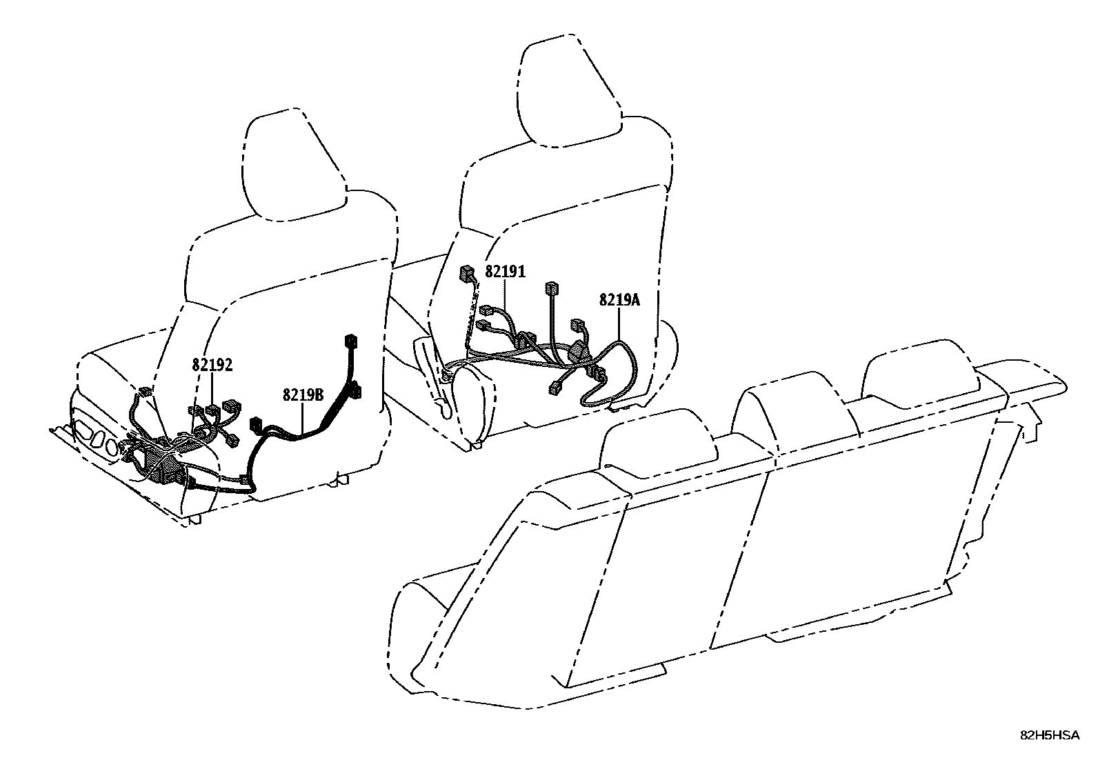 Toyota CAMRY 线束和卡夹 EPC diagram — 82H5HSA