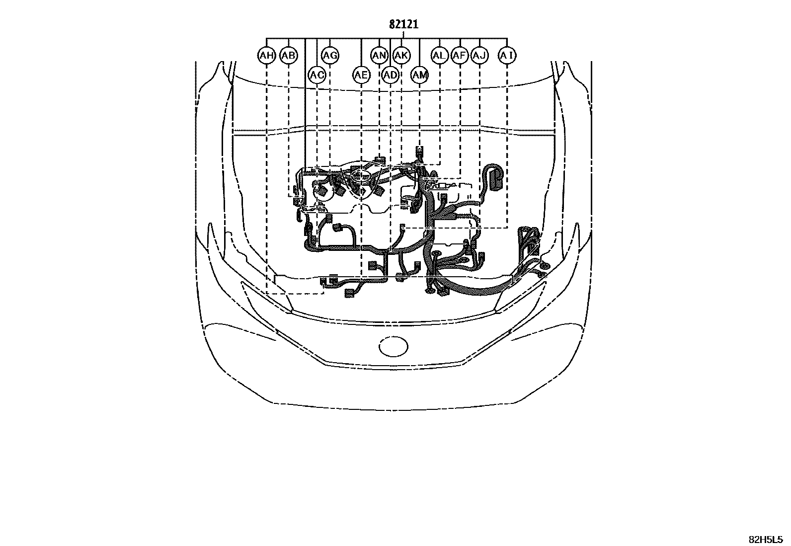Toyota CAMRY 线束和卡夹 EPC diagram — 82H5L5