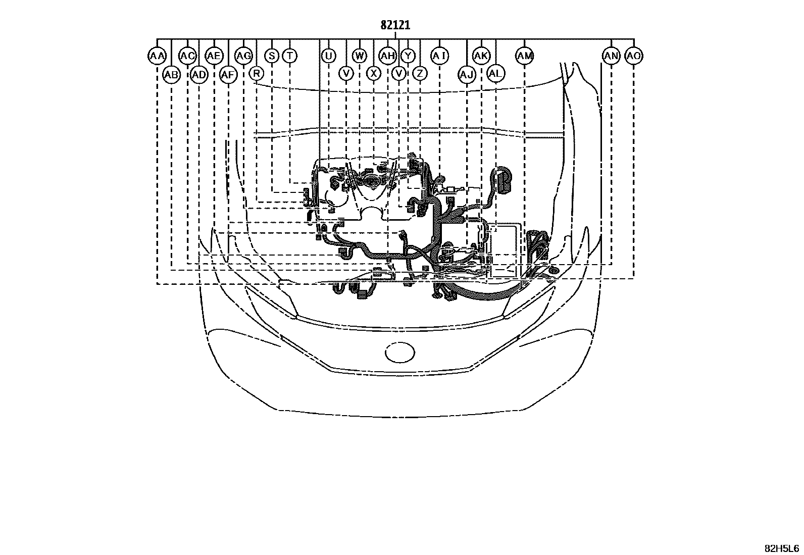 Toyota CAMRY 线束和卡夹 EPC diagram — 82H5L6