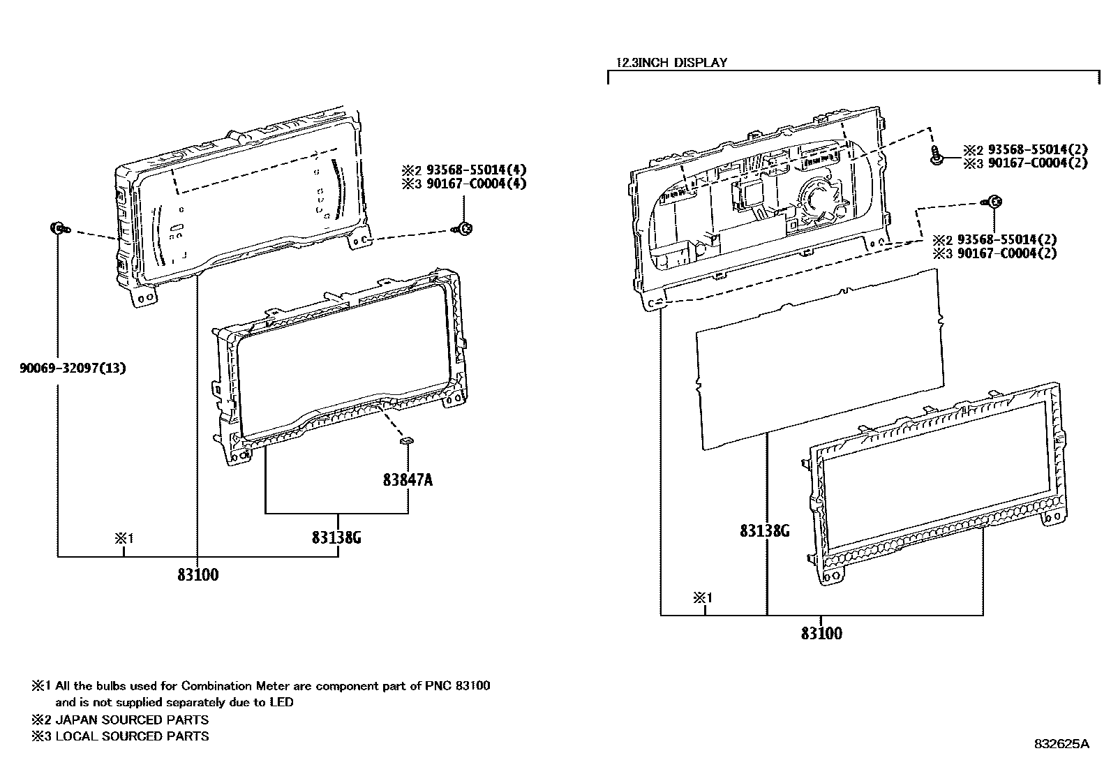 Toyota CAMRY 仪表 EPC diagram — 832625A