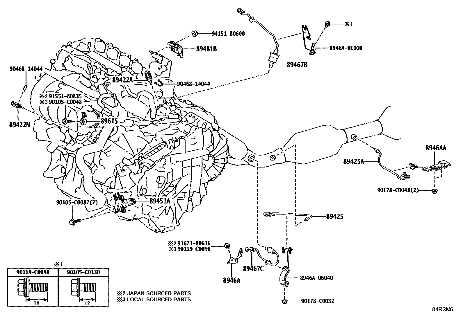 Toyota CAMRY 开关和继电器和ECU EPC diagram — 84R3N6