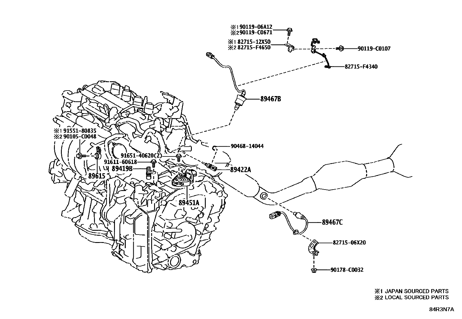 Toyota CAMRY 开关和继电器和ECU EPC diagram — 84R3N7A