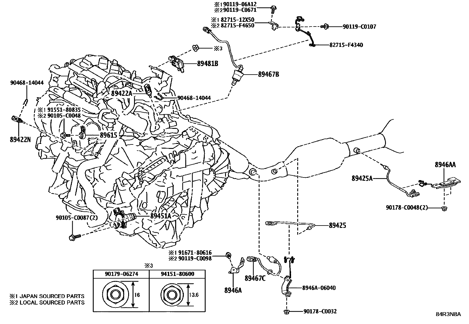 Toyota CAMRY 开关和继电器和ECU EPC diagram — 84R3N8A