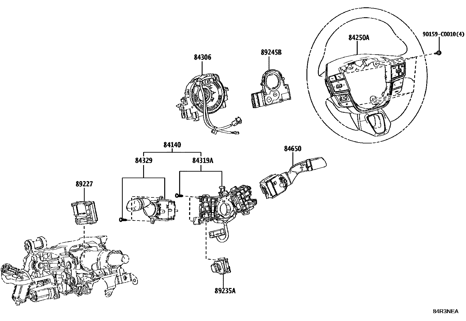 Toyota CAMRY 开关和继电器和ECU EPC diagram — 84R3NEA