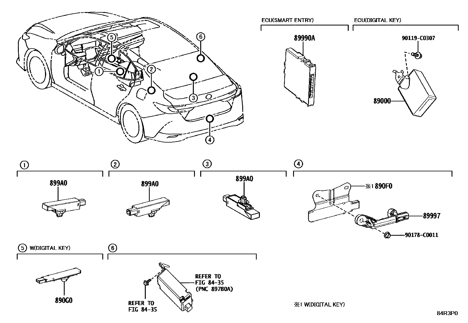 Toyota CAMRY 遥控门锁 EPC diagram — 84R3P0