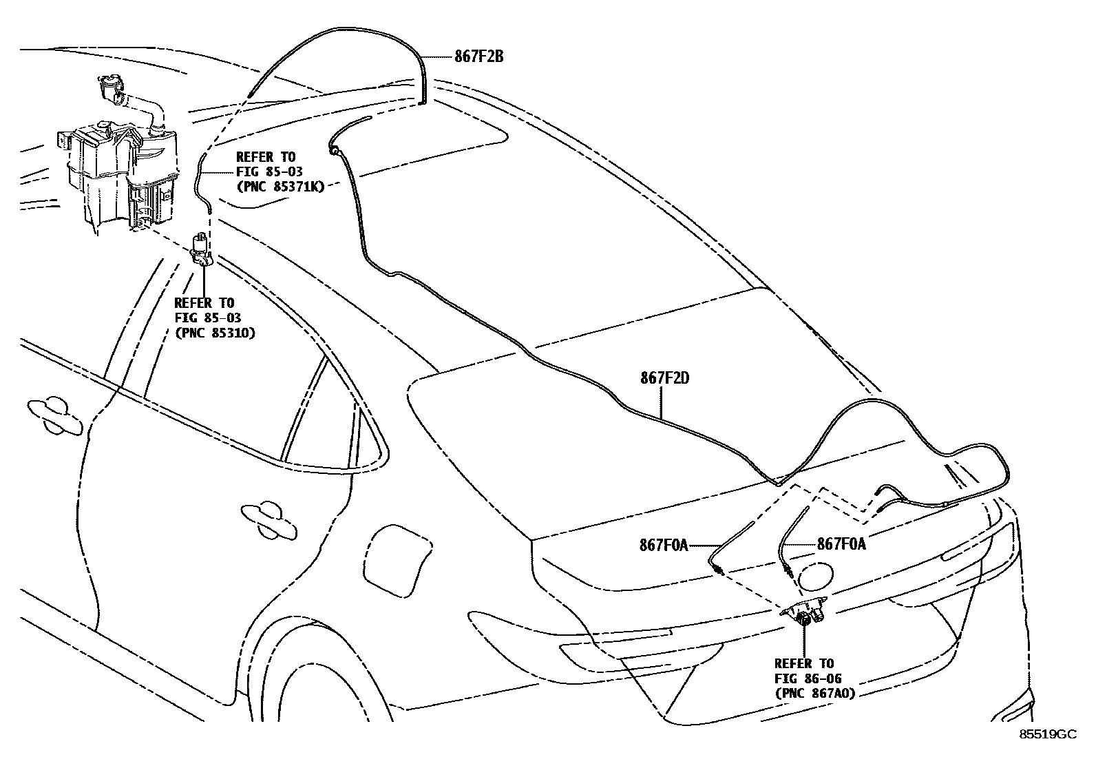 Toyota CAMRY 后清洗器 EPC diagram — 85519GC