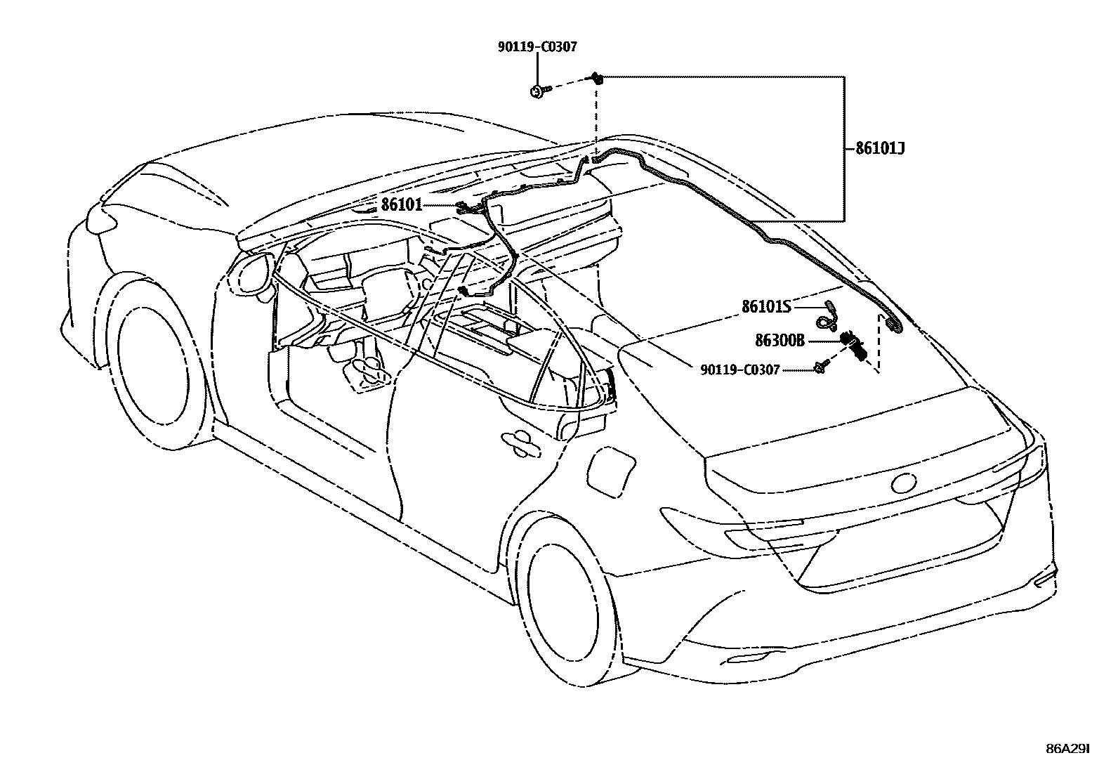 Toyota CAMRY antenna EPC diagram — 86A29I