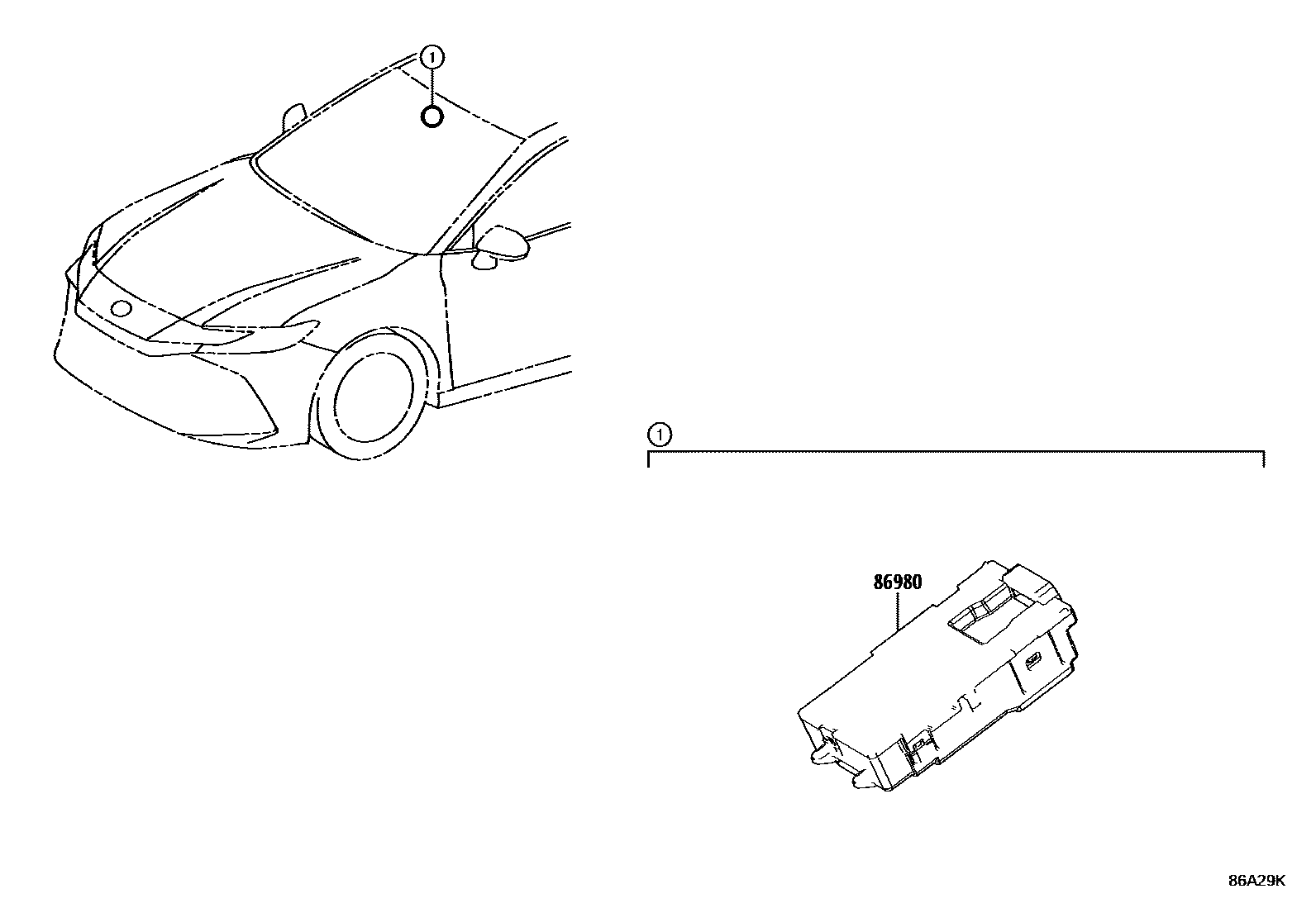 Toyota CAMRY 收音机通信和ETC EPC diagram — 86A29K