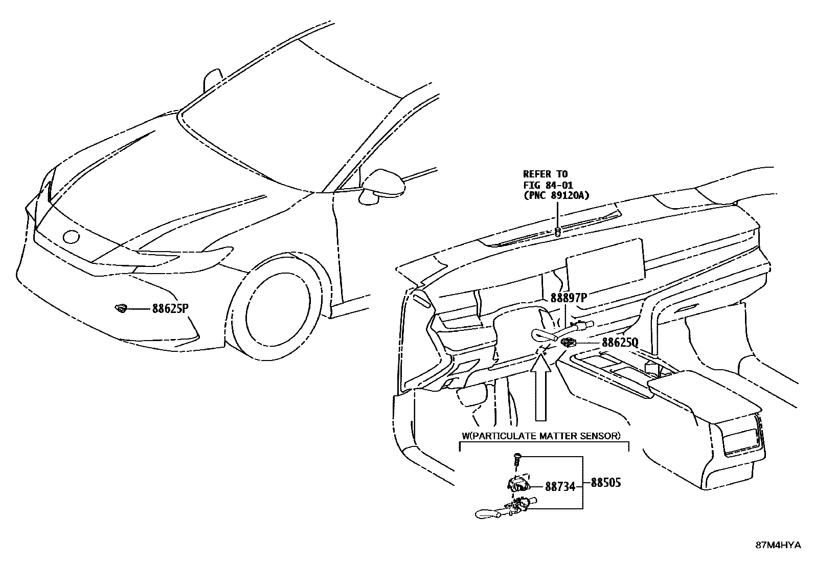 Toyota CAMRY 暖风和空调系统 - 控制器和风管 EPC diagram — 87M4HYA