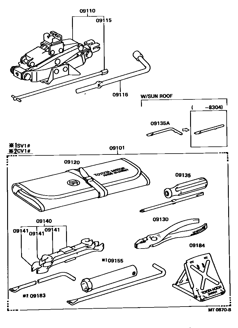 Toyota CAMRY Standard Tools EPC diagram — MT0870B