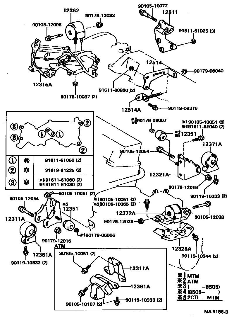 Toyota CAMRY Engine Mounting EPC diagram — MA8188B