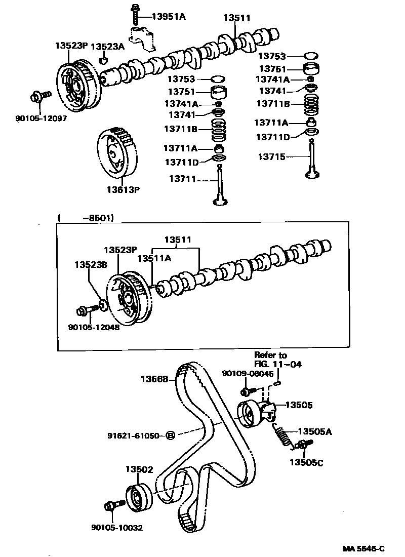 Toyota CAMRY Camshaft & Valve EPC diagram — MA5646C