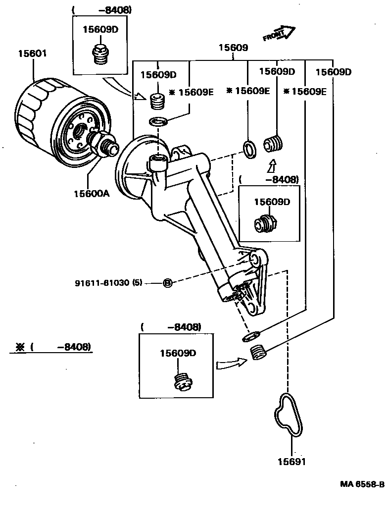 Toyota CAMRY Oil Filter EPC diagram — MA6558B