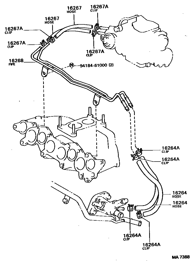 Toyota CAMRY RADIATOR & WATER OUTLET EPC diagram — MA7388