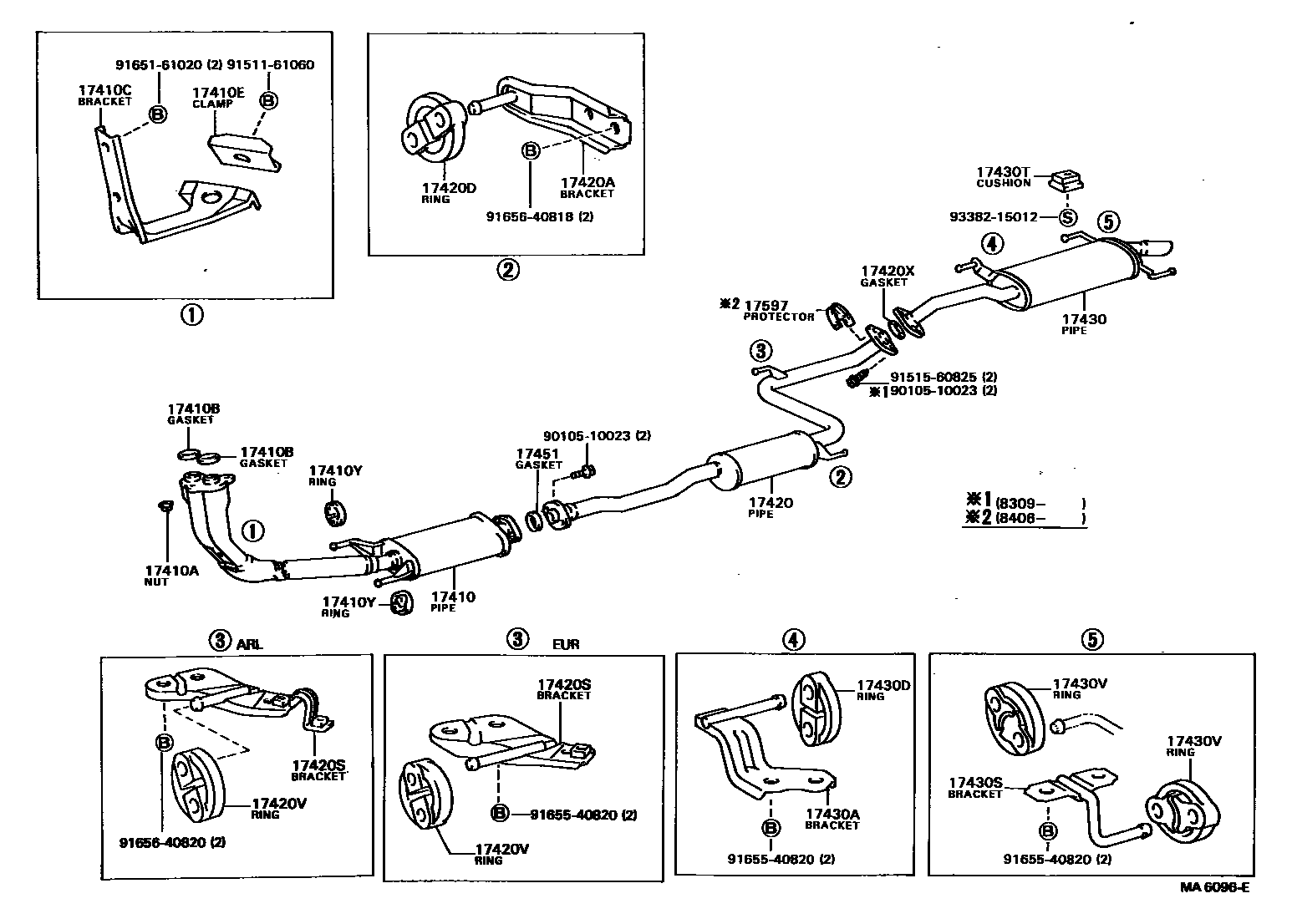 Toyota CAMRY Exhaust Pipe EPC diagram — MA6096E