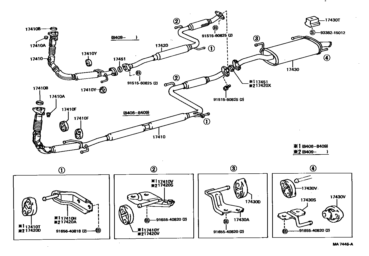 Toyota CAMRY Exhaust Pipe EPC diagram — MA7446A