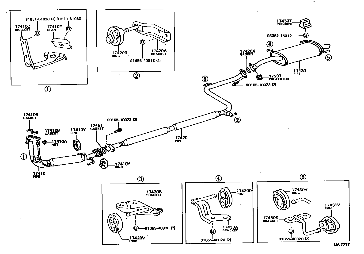 Toyota CAMRY Exhaust Pipe EPC diagram — MA7777
