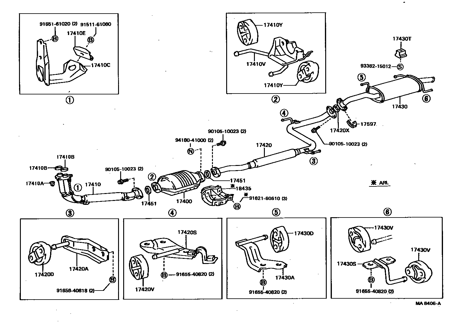 Toyota CAMRY Exhaust Pipe EPC diagram — MA8406A