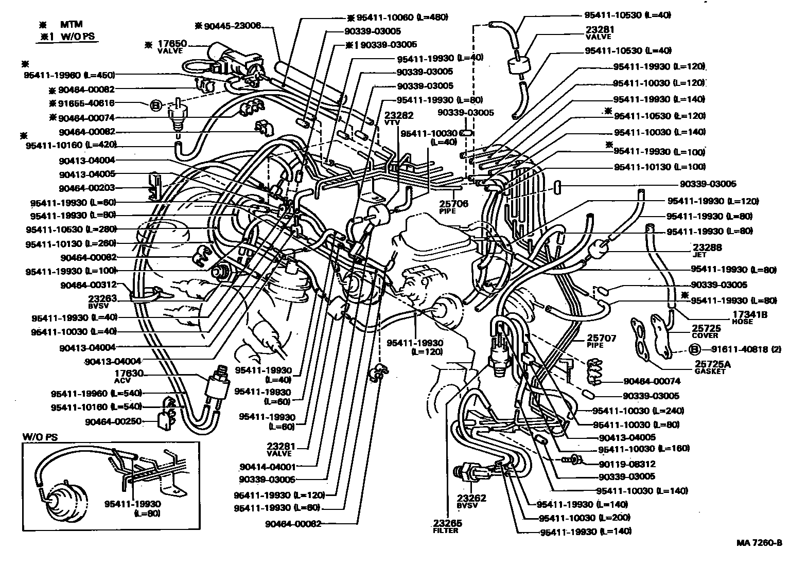 Toyota CAMRY vacuum tube EPC diagram — MA7260B