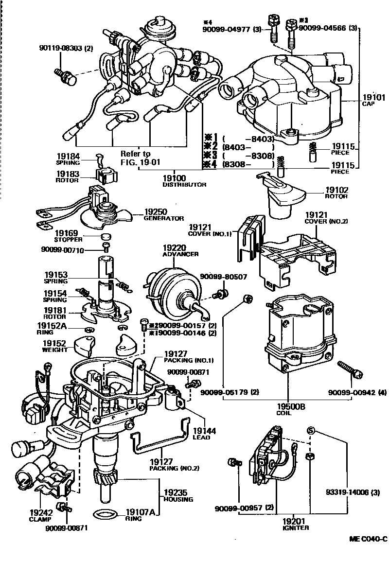 Toyota CAMRY 分电器 EPC diagram — MEC040C