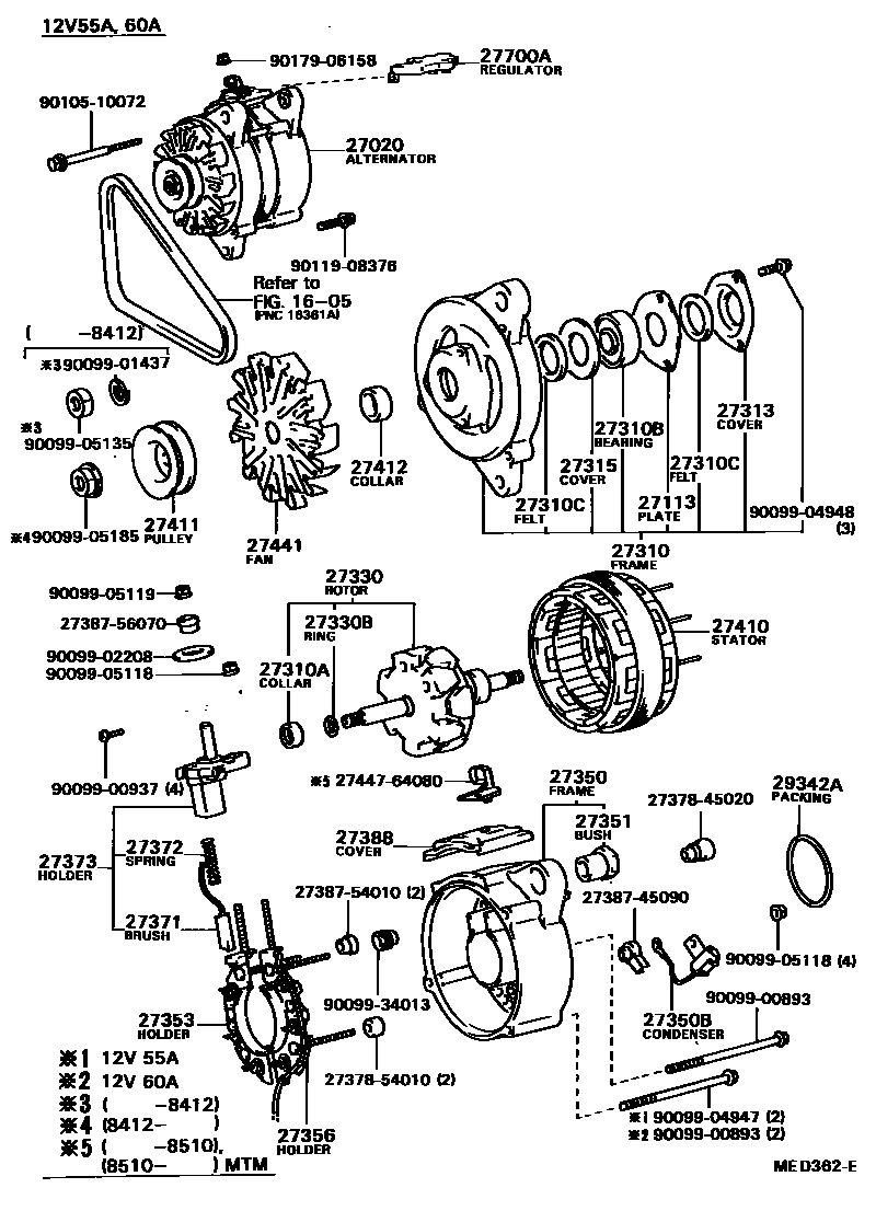 Toyota CAMRY Alternator EPC diagram — MED362E