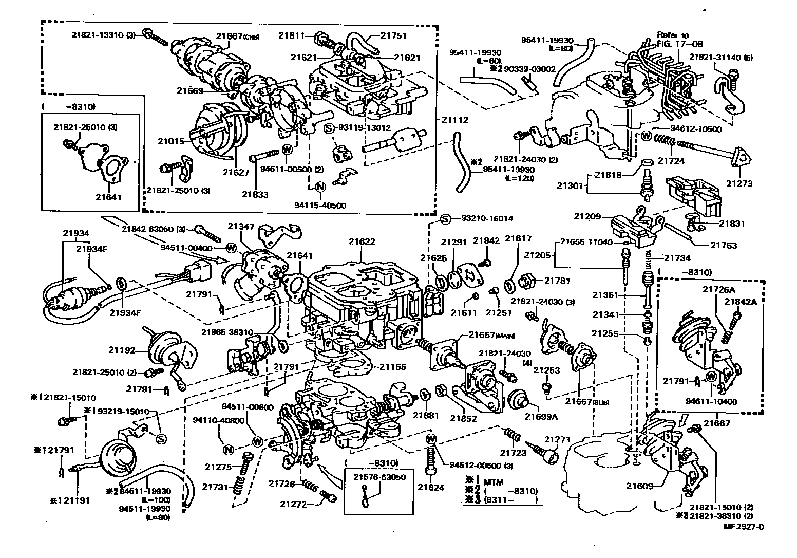 Toyota CAMRY 化油器 EPC diagram — MF2927D
